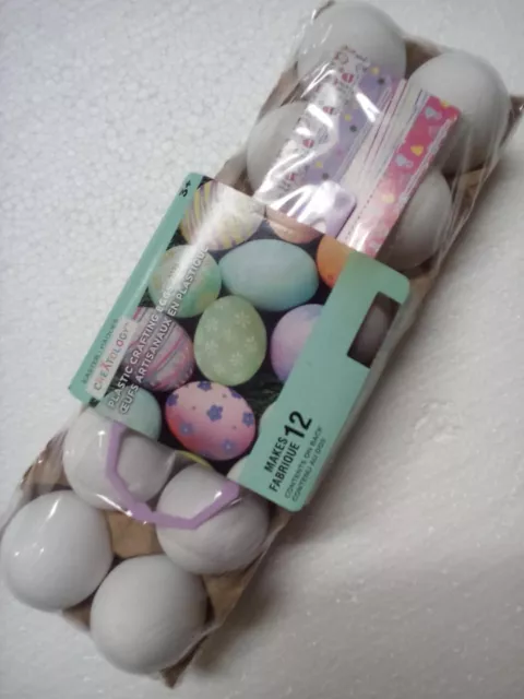 12 Quality Creatology Michaels Plain White Blank Paintable Plastic 1 Dozen Eggs