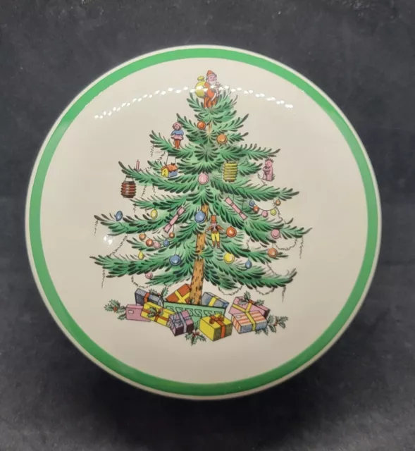 VINTAGE SPODE ENGLAND Christmas Tree Covered Trinket Candy Dish S3324-K