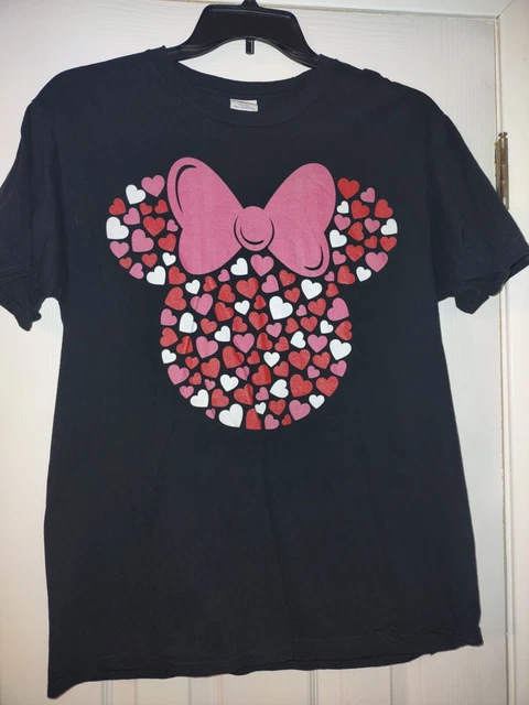 Disney Minnie Mouse Valentine Black Tee LG