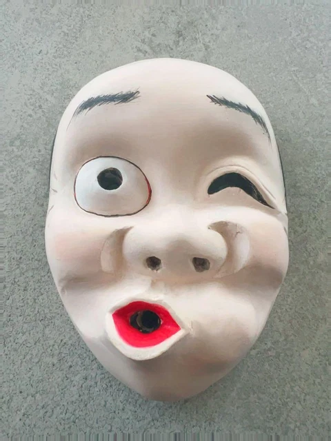 Mask Wood Carving Hyottoko from Japan