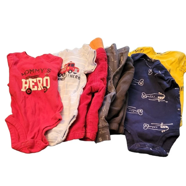 Lot of 7 Baby Boy One-Piece Outfits & Pants Size NB-6 Months Carters