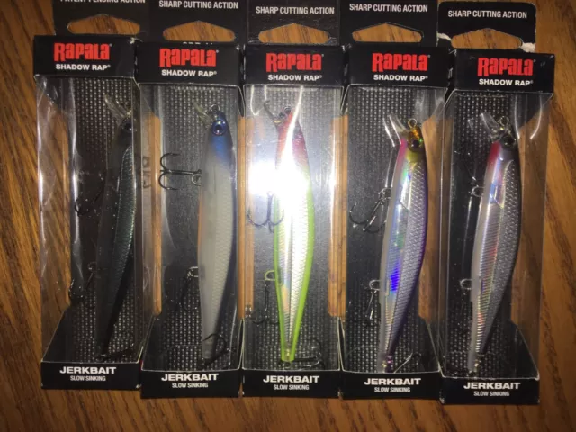RAPALA SHADOW RAP 11's==5 DIFFERENT COLORED FISHING LURES