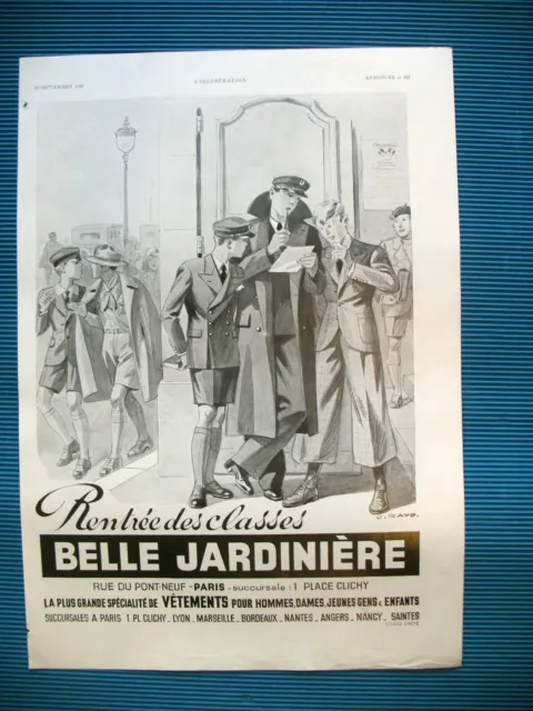 PUBLICITE DE PRESSE BELLE JARDINIERE MAGASIN RENTRéE DES CLASSES PAR RAYB 1936