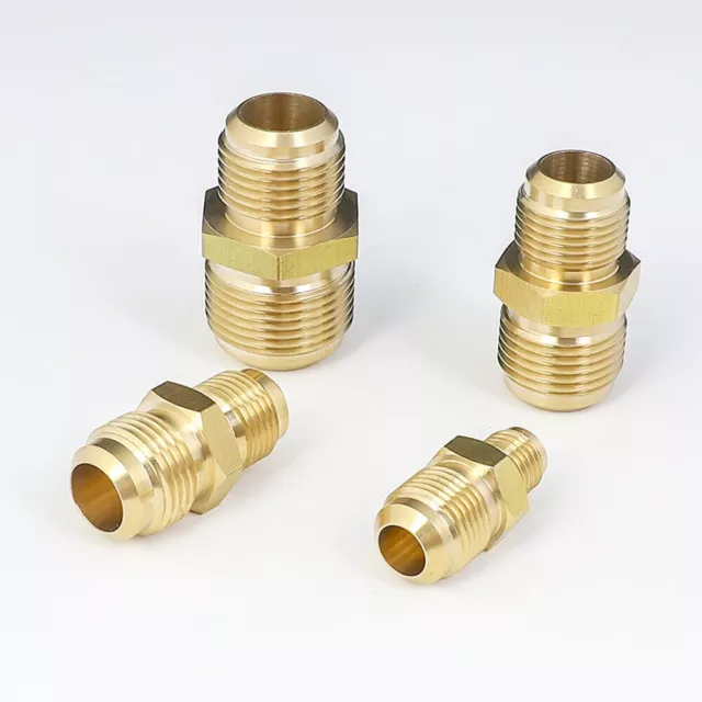 SAE Flare 1/4" 3/8" 1/2" 3/4" Brass Pipe Fitting Connector Adapeter Coupling 2