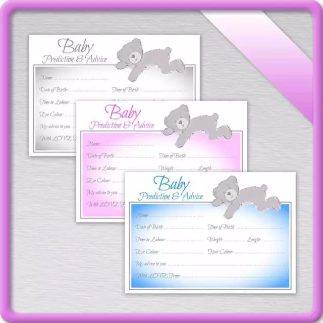 Baby Shower Prediction Cards Party Games Boys Girls Unisex Favours Decorations