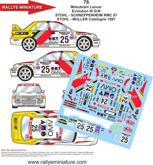 Décalcomanies 1/18 Pour Mitsubishi Lancer Duez Rallye Monte-Carlo 1998 - Référence 0203 - Neuf