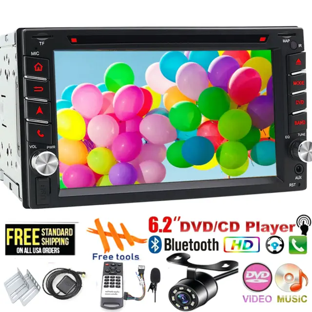 6.2" Double 2 DIN Car Stereo DVD Player GPS Navi TV Touch Radio USB+MAP+Camera