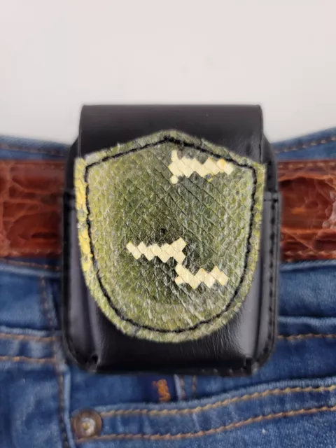 New Handmade Green Tree BOA SNAKE SKIN ZIPPO leather lighter case Pouch holder