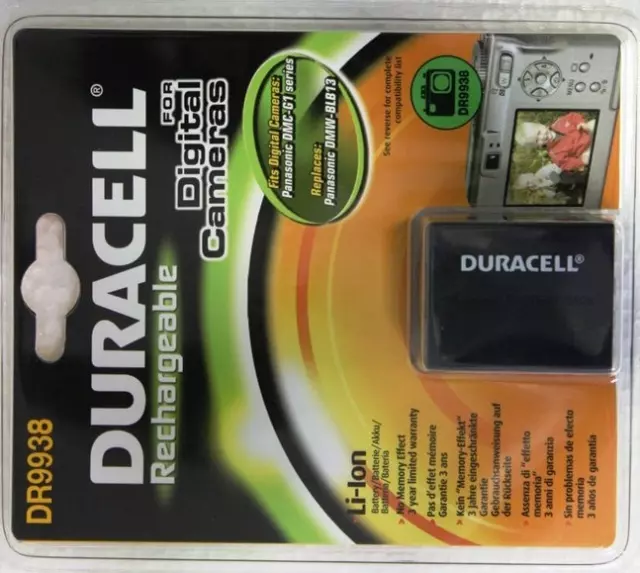 Duracell Batterie LI-ION pour Panasonic DMW-BLB13 DMW-BLB13E DMC-G1 DMC-G1WEG-K