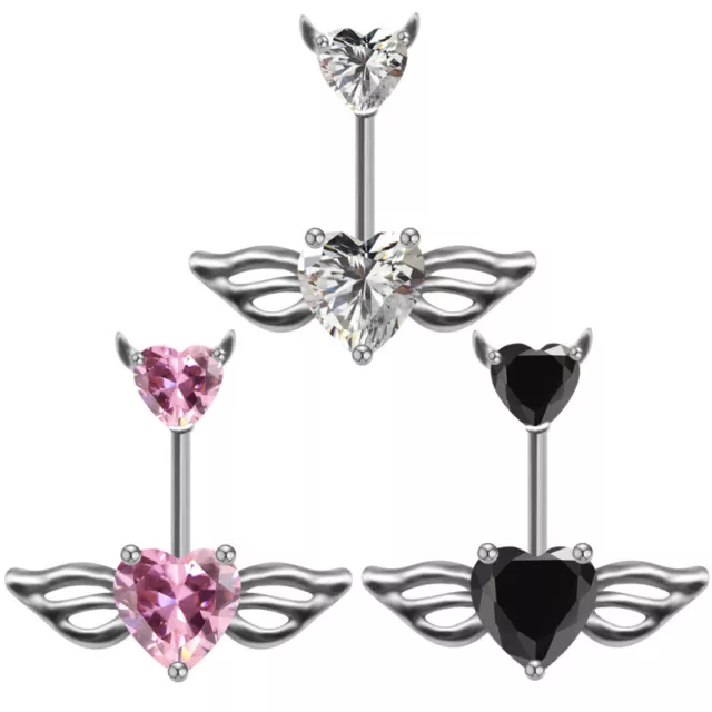 Mode Piercing cristal coeur aile ventre nombril anneau balancent bijoux