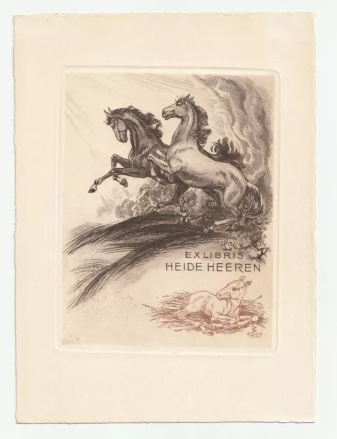 KARL BLOSSFELD: Exlibris für Heide Heeren, 1957