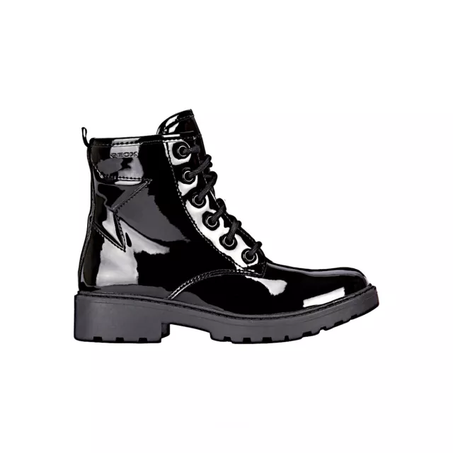 Geox Chaussures pour Femmes Bottines Rangers Militaire en Cuir Brillant Bottes
