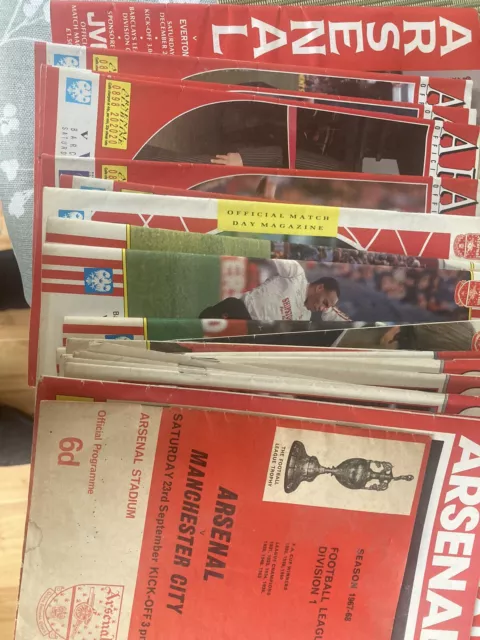 23 classic Arsenal home programs 1967-1991 Including 88-89 title-winning season