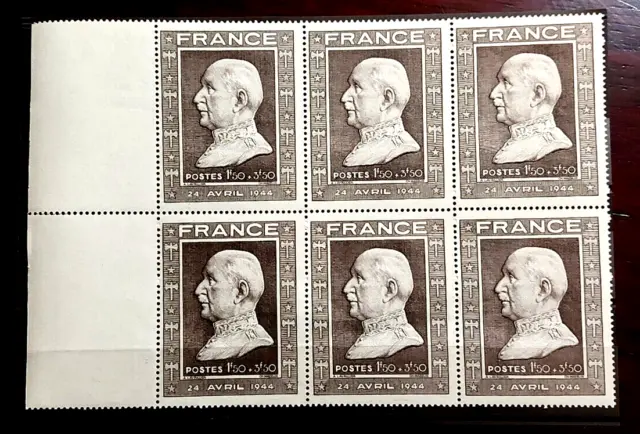 France bloc de 6 timbres  neuf** YV N°  606 effigie de Pétain