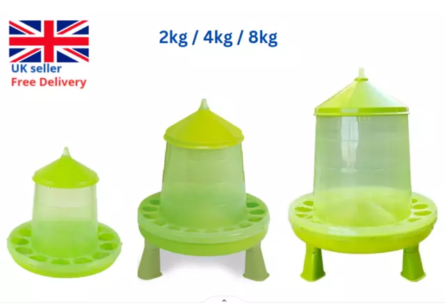 2kg 4kg 8kg Chicken Automatic Feeder Dispenser Green Poultry Quail Hen Bird Legs