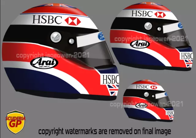 x2 Johnny Herbert F1 Helmet Stickers Vinyl - Scuderia GP