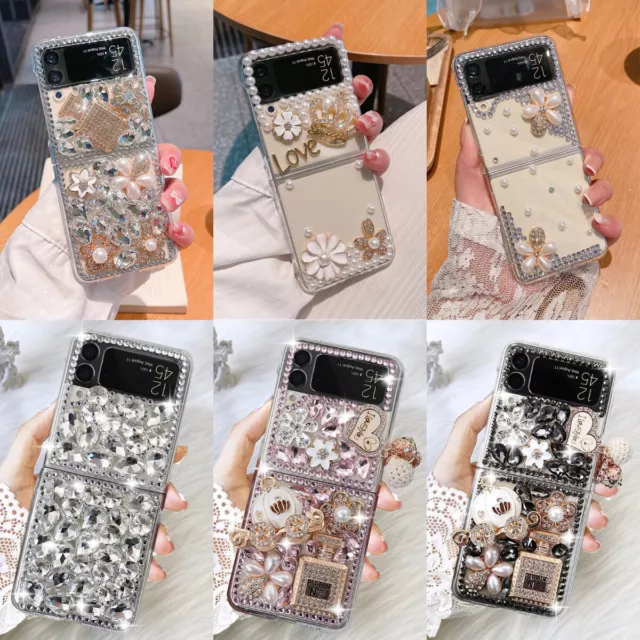 For Samsung Galaxy Z Flip 5 4 3 5G Luxury Bling Sparkle Rhinestone Diamond Case