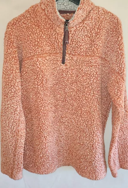 True Grit Mens Size Small 1/4 Zip Long Sleeve Sherpa Pullover Frosty Orange