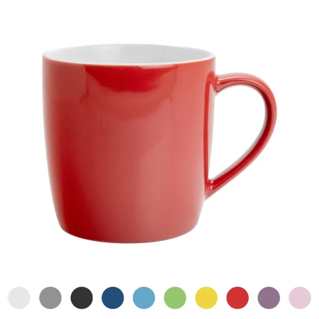 Coloured Tea Coffee Mug Contemporary Ceramic Drinks Mug - 340ml - Red