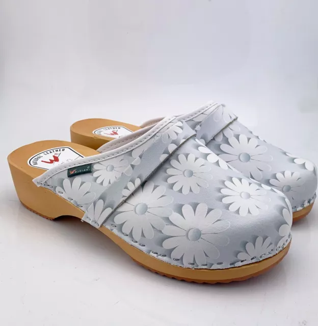 Sabots Femmes Cuir Véritable de Bois Chaussures en Sandales Baskets 2