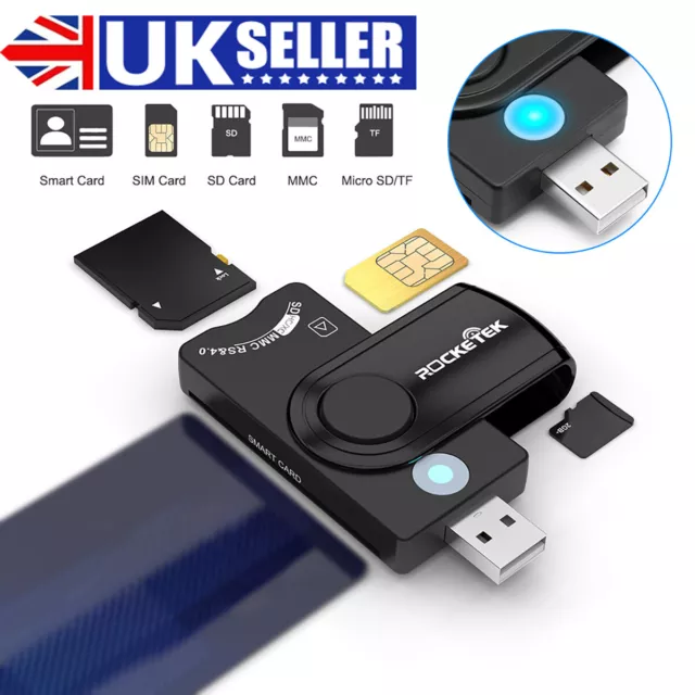 Rocketek CR310 USB_2.0 CAC reader Smart Card Reader Common Access SD TF SIM Card