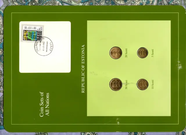 Coin Sets of All Nations Estonia UNC 10,20,50 Senti 1992 5 Senti 1991 310393