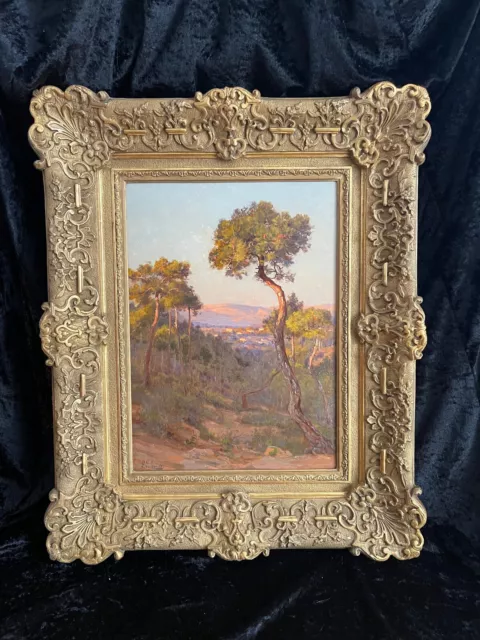 Tableau signé Léon Le Royer paysage Provence Midi de la France superbe cadre