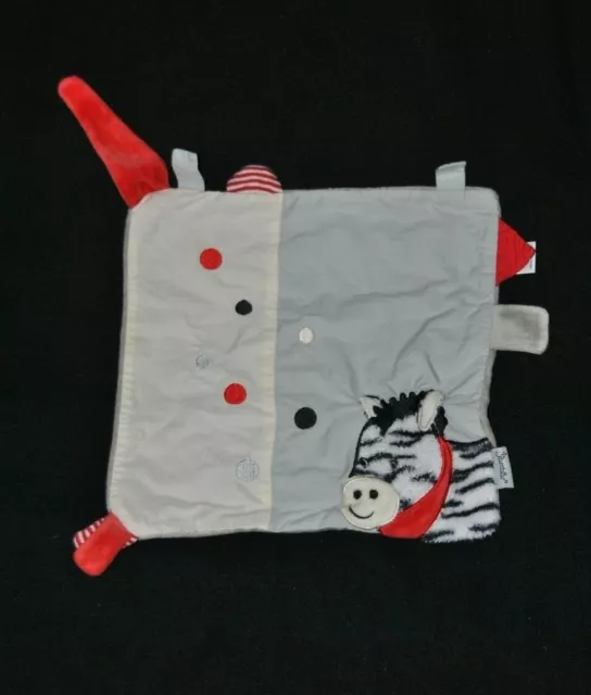 Peluche doudou zèbre âne cheval plat STERNTALER blanc gris pois rouge NEUF