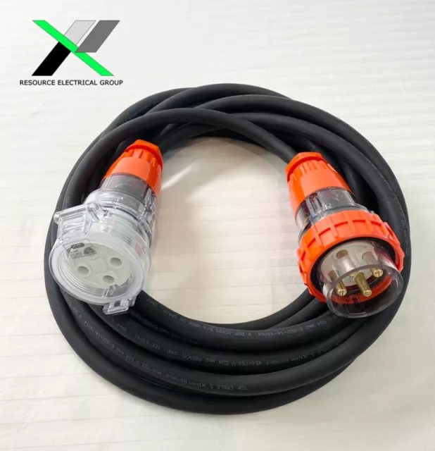 32 Amp 5m Extension Lead, 3 Phase, 4 pin, 415V 32A 4.0mm² 5mt Cable 3Ph