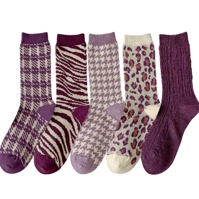 5 Pairs/Lot Women Socks Combed Cotton High Quality Heart Breathable Trendy Leopa