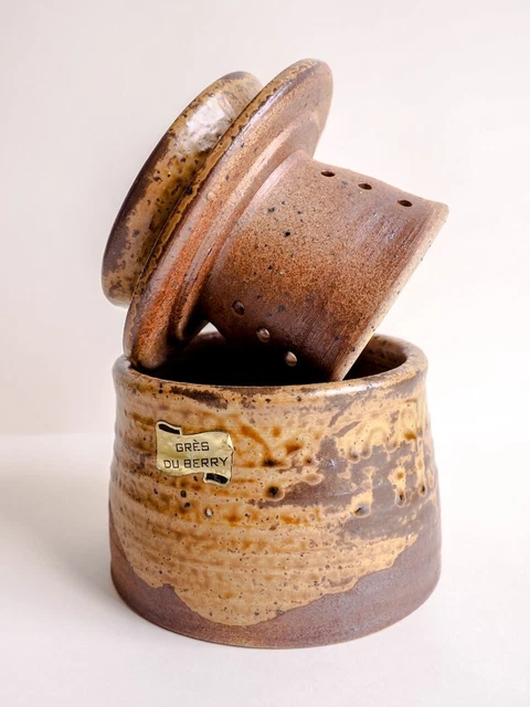 Beurrier à Eau Poterie Du Berry N°1 – Grès Céramique, Couleur Marron – Vintage