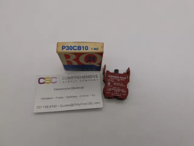 P30Cb10 - Siemens 10A Amp 600V Allis Contact Block For Pushbutton - Nib