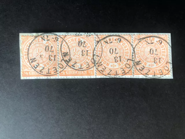 Briefmarken Altdeutschland NB, MiN. 15, 4-er Streifen, Briefstück