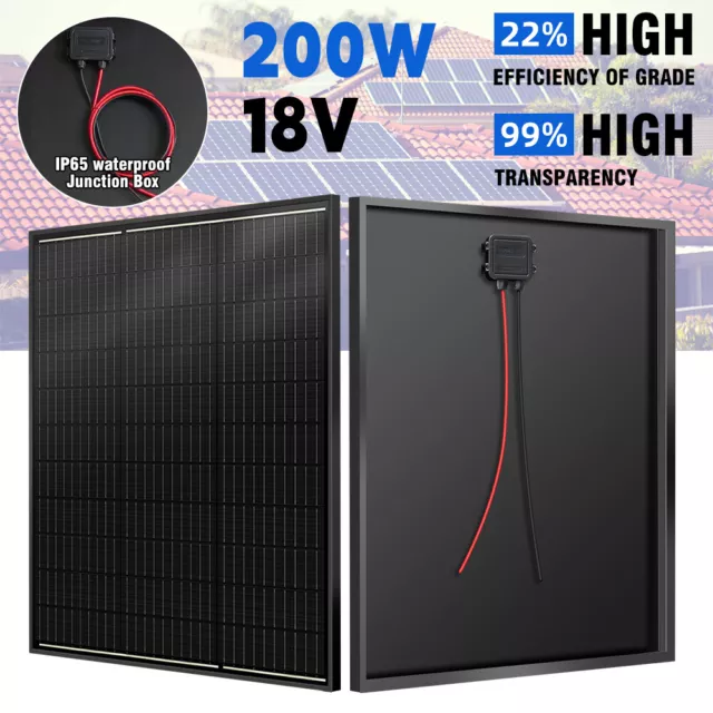 200Watt Mono Solar Panel 12V Battery Charging RV Home Off-Grid Boat Power Carava