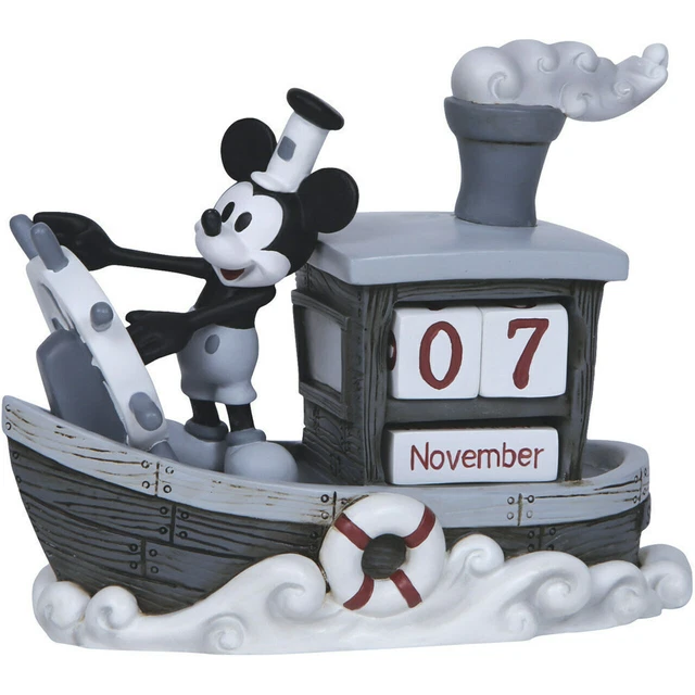 DISNEY PRECIOUS MOMENTS Mickey Steamboat Willie Perpetual Calendar