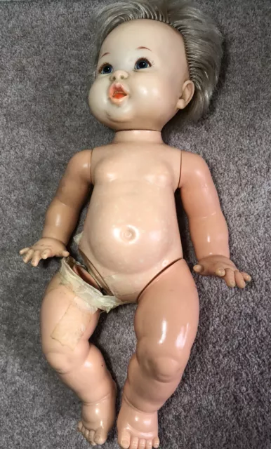 Vintage Ideal Toy Corp Doll 1978 Baby Doll 16” Rub A Dub Dolly?