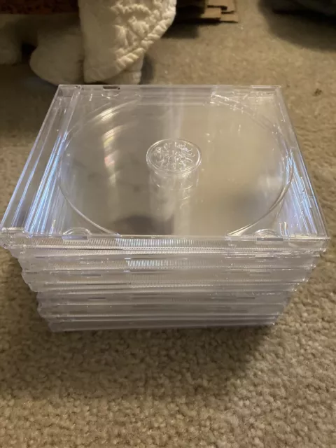 Lot 10 Standard 10.4 mm Jewel Case Single CD DVD Clear Trays