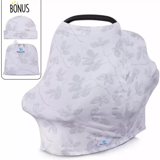 5-in-1, Super Soft, Stretchy & Spacious Nursing Cover Carseat Canopy, Multi-Use