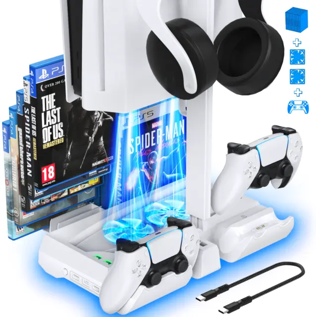 OIVO Vertical Cooling Stand Controller Charger Dock Station for PS5 PlayStation5