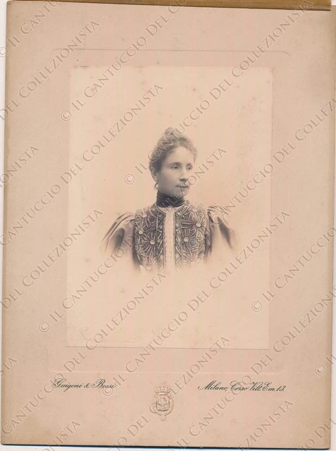 1890c Ritratto Gentildonna fashion Fotografia Guigoni e Bossi Milano