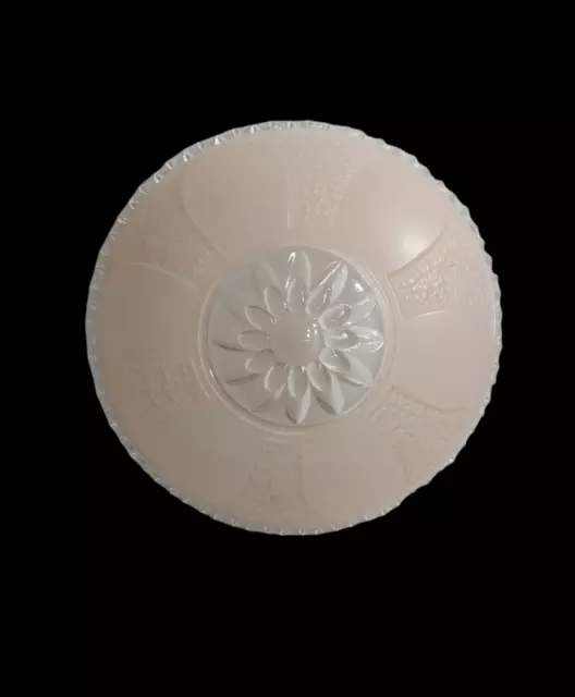 Vintage Frosted Pink Glass Ceiling Light Fixture Shade Cover Floral Pattern 10”