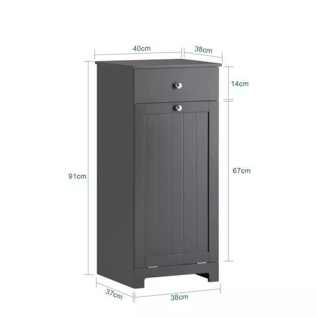 SoBuy Bathroom Laundry Basket Bathroom Storage Cabinet Unit With Drawer BZR21-DG 3