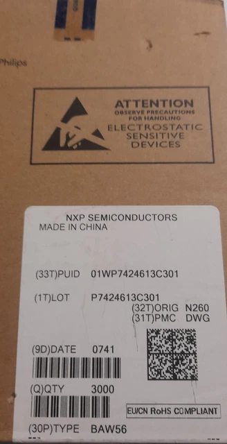 BAW56 SOT23 3.000PZ. 1REEL NXP Diodo per piccoli segnali, doppio diodo