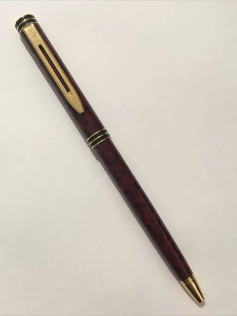 Vintage Waterman Exclusive Maroon Marbled Lacquer Gold Trim Ballpoint Pen-Mint.