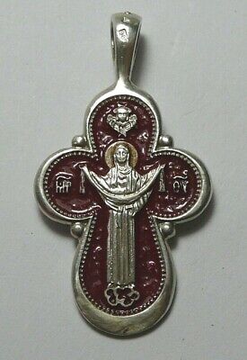 Vintage Cross Double-Sided Victorious 925 Sterling Silver Enamel Pendant