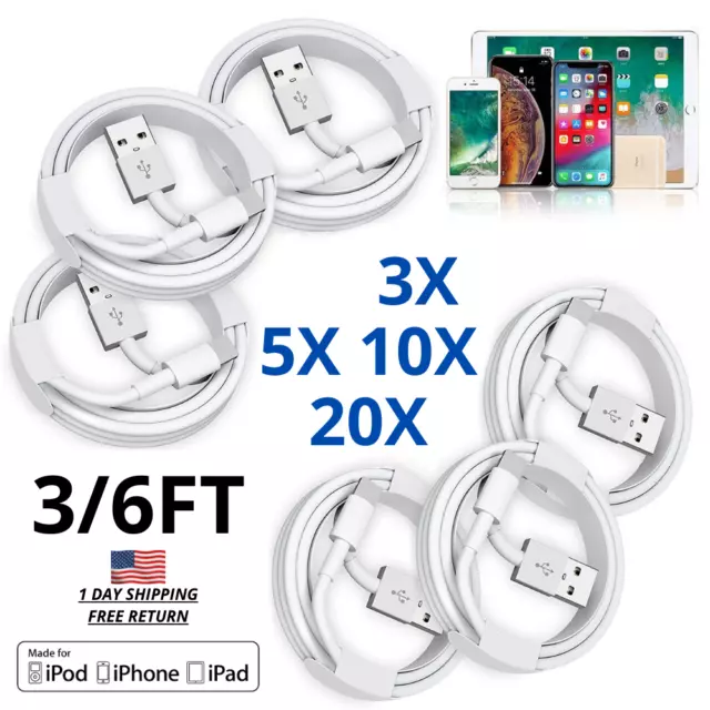 USB Data Long Line Charging Cord Charger Cable Lot For iPhone 13 12 11 XR 8 iPad