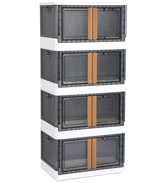 Collapsible Outdoor 19 Gallon Storage Cabinet Stackable Storage Bin With Wheels