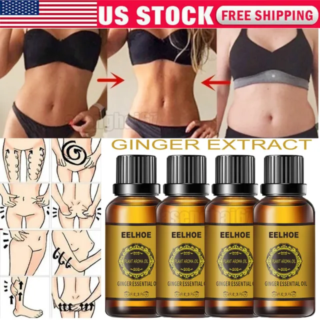 4x Belly Drainage Ginger Oil Essential Natural Plants Massage Therapy Essence