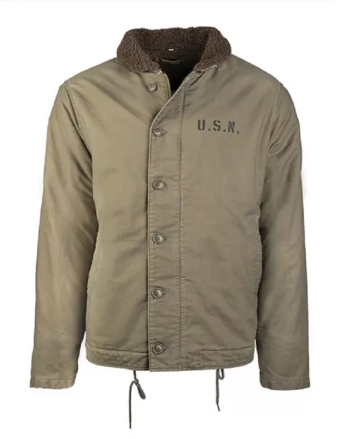 US Navy USN Army Deck Jacket N-1 giacca oliva wwII wk2 Repro giacca di bordo 46R taglia 56