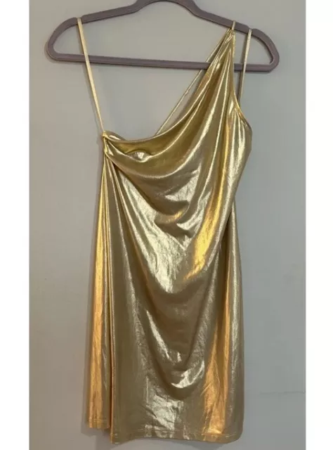 Motel Rocks “Kate” Gold Rush Single Strap Gold Mini Dress Women’s Size Small NWT